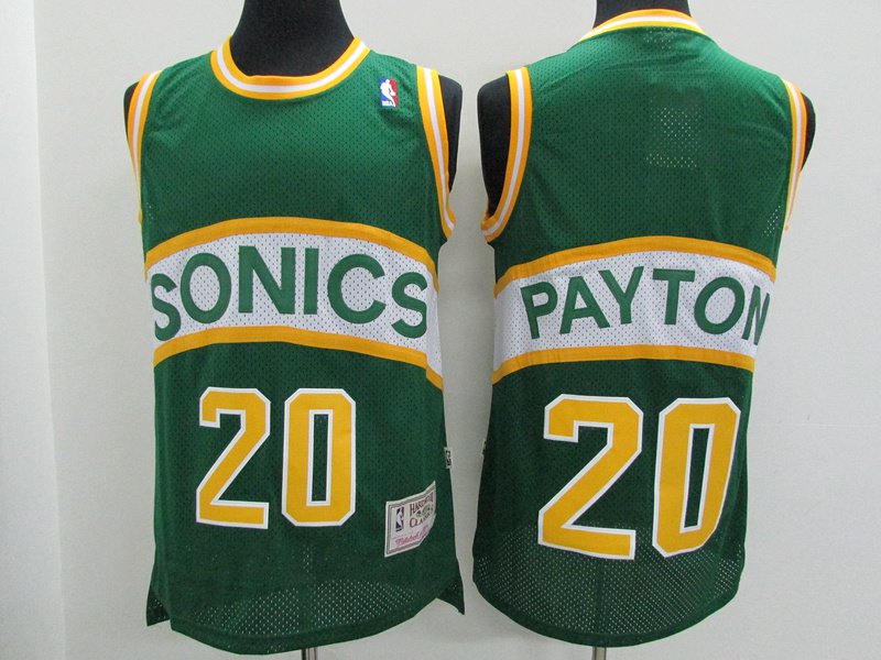 Men's Thunder #20 Gary Payton Green SuperSonics Throwback Jersey