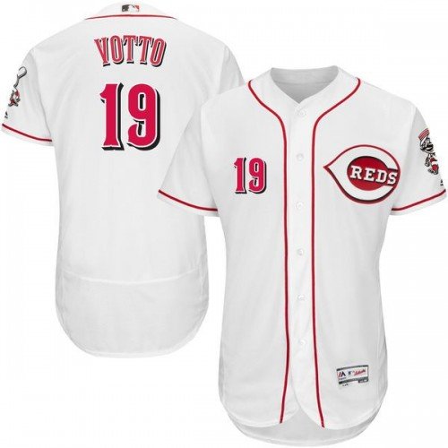 MENS CINCINNATI REDS #19 JOEY VOTTO HOME WHITE FLEXBASE JERSEY