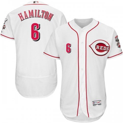 MENS CINCINNATI REDS #6 BILLY HAMILTON HOME WHITE FLEXBASE JERSEY