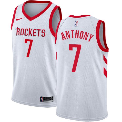 Men's 18-19 Houston Rockets #7 Carmelo Anthony White Jersey