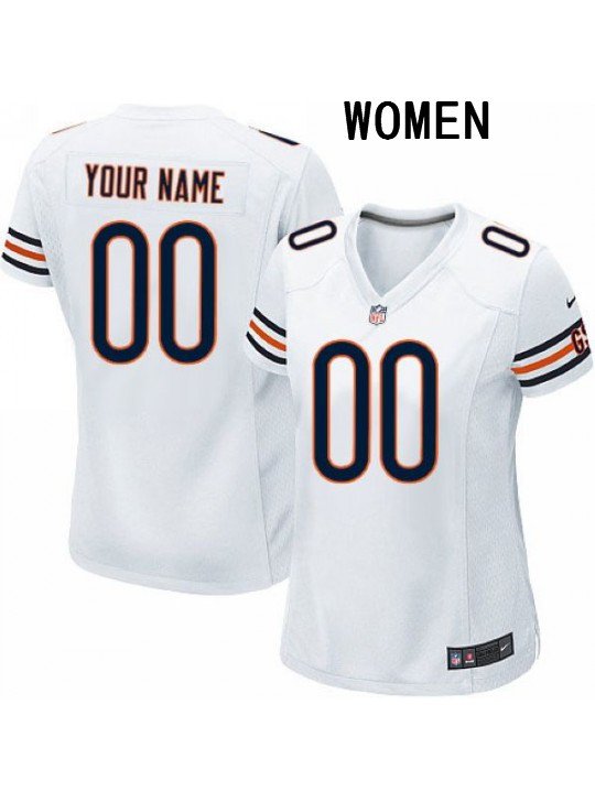 WOMEN'S CHICAGO BEARS CUSTOMIZED WHITE JERSEY
