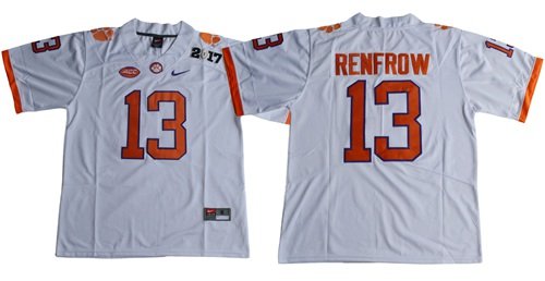 MEN'S CLEMSON TIGERS #13 Hunter Renfrow WHITE JERSEY