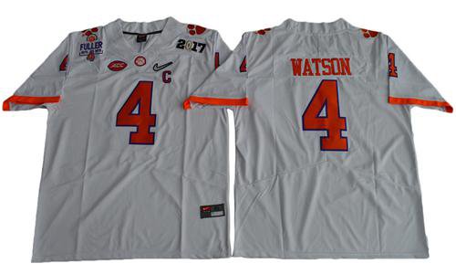 Men's CLEMSON TIGERS #4 Deshaun Watson White Limited Stitched Jersey
