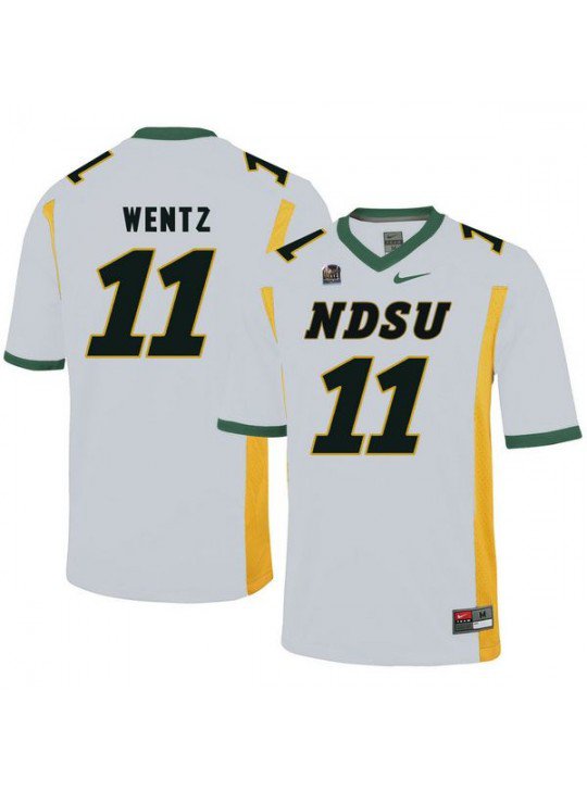 Men's NORTH DAKOTA STATE BISON #11 CARSON WENTZ WHITE JERSEY