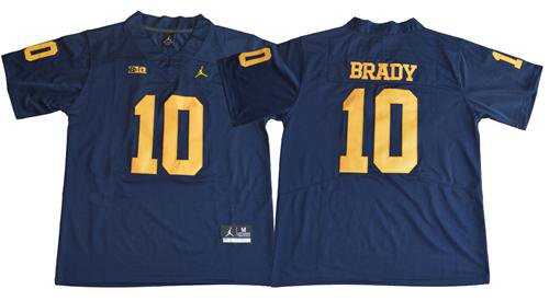 MEN'S MICHIGAN WOLVERINES #10 TOM BRADY Blue JERSEY