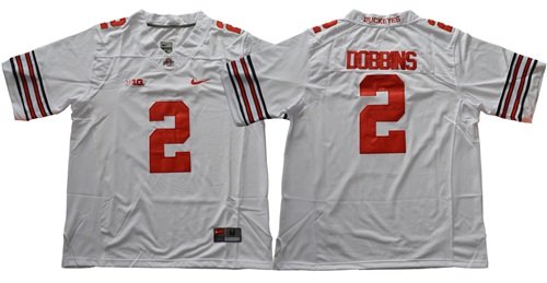 Men's Nike Buckeyes #2 J.K. Dobbins White Limited Stitched NCAA Jersey