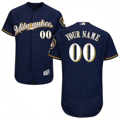 MEN'S MILWAUKEE BREWERS CUSTOMIZED ROAD NAVY BLUE FLEXBASE JERSEY