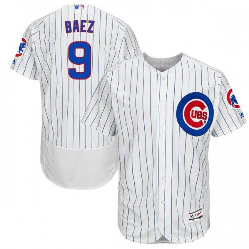 MEN'S CHICAGO CUBS #9 JAVIER BAEZ HOME WHITE FLEXBASE JERSEY
