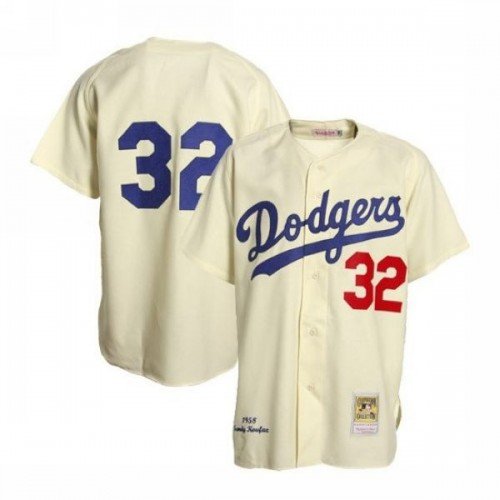 MEN'S LOS ANGELES DODGERS #32 SANDY KOUFAX CREAM THROWBACK JERSEY