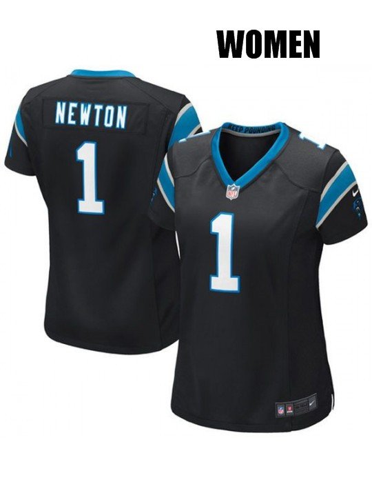 Women's Carolina Panthers #1 Cam Newton Black Jersey