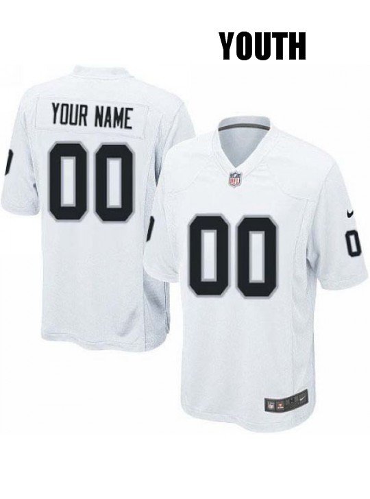 YOUTH OAKLAND RAIDERS CUSTOMIZED WHITE JERSEY
