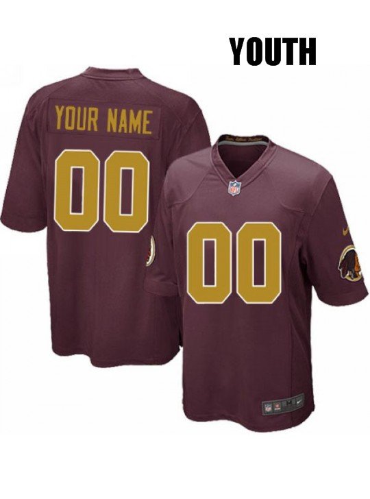 Youth Washington Redskins Customized Red/Gold Jersey