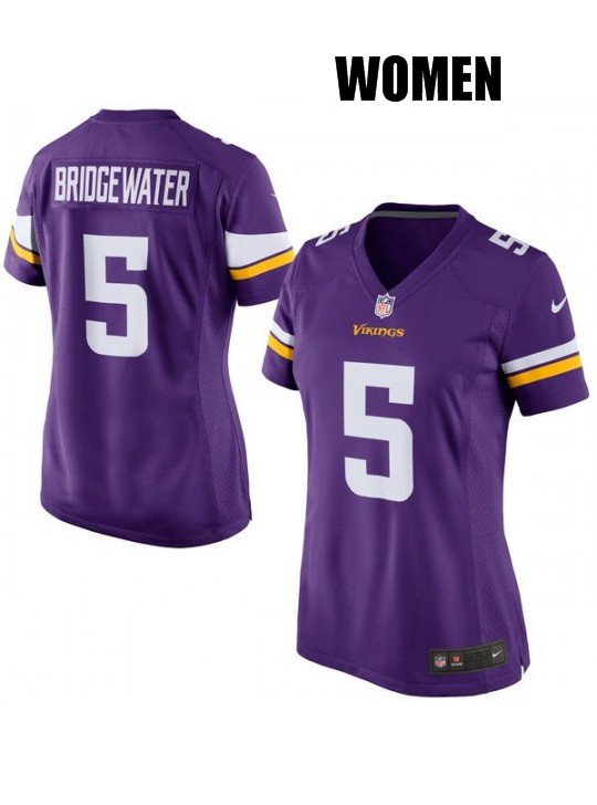 WOMEN'S MINNESOTA VIKINGS #5 TEDDY BRIDGEWATER PURPLE JERSEY