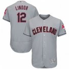 MEN'S CLEVELAND INDIANS #12 FRANCISCO LINDOR GRAY FLEXBASE JERSEY
