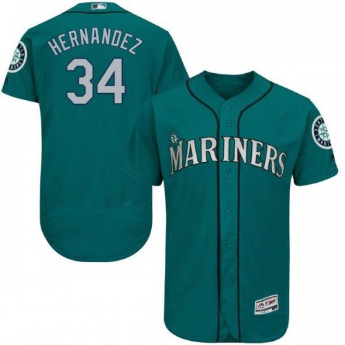 MEN'S SEATTLE MARINERS #34 FELIX HERNANDEZ GREEN FLEXBASE JERSEY