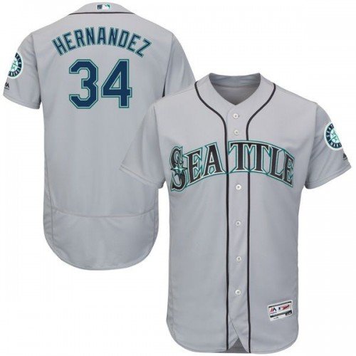 MEN'S SEATTLE MARINERS #34 FELIX HERNANDEZ GRAY FLEXBASE JERSEY