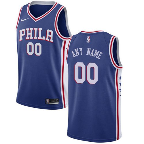 Men's Nike 76ers Personalized Custom Blue Icon Edition Jersey