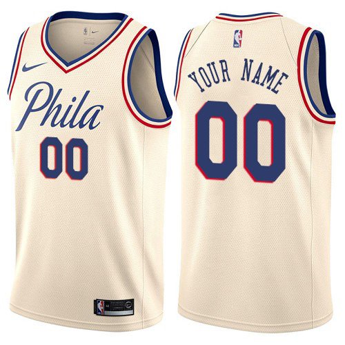 Men's Nike 76ers Personalized Custom Cream City Edition