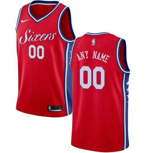 Men's Nike 76ers Personalized Custom Red Statement Edition Jersey