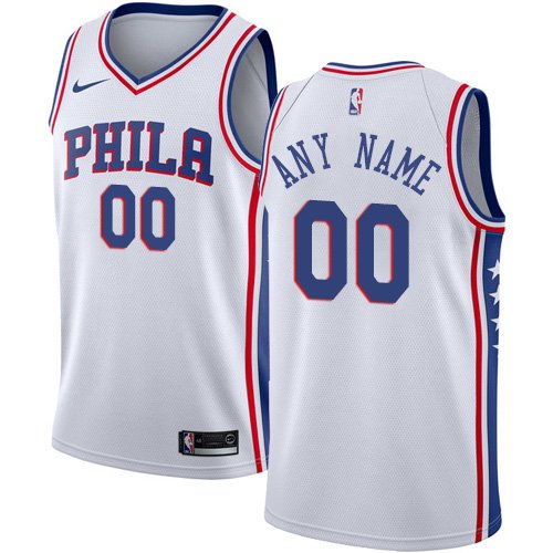 Men's Nike 76ers Personalized Custom White Association Edition