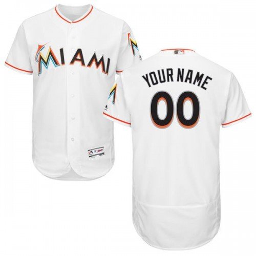 MEN'S MIAMI MARLINS CUSTOMIZED HOME WHITE FLEXBASE JERSEY
