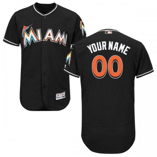 MEN'S MIAMI MARLINS CUSTOMIZED BLACK FLEXBASE JERSEY