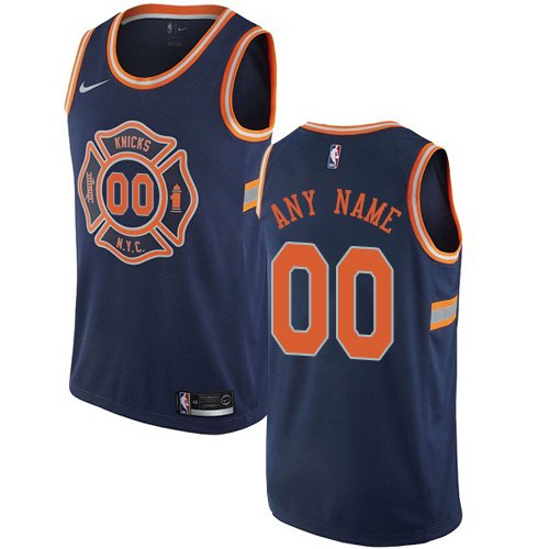 Men's Nike Knicks Personalized Custom Navy Blue City Edition Jersey