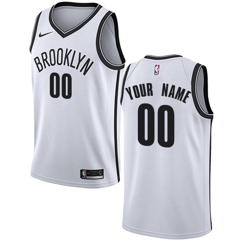 Men's Nike Nets Personalized Custom White Association Edition Jersey