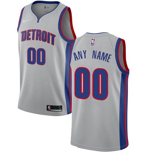 Men's Nike Pistons Personalized Custom Silver Statement Edition