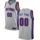 Men's Nike Pistons Personalized Custom Silver Statement Edition