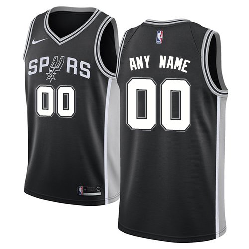 Men's Nike Spurs Personalized Custom Black Icon Edition Jersey