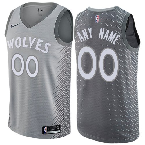 Men's Nike Timberwolves Personalized Custom Gray City Edition Jersey