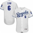 KANSAS CITY ROYALS #6 LORENZO CAIN HOME WHITE FLEXBASE JERSEY