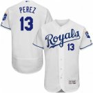 KANSAS CITY ROYALS #13 SALVADOR PEREZ HOME WHITE FLEXBASE JERSEY