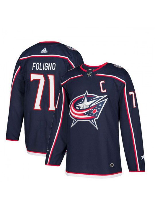 MEN'S COLUMBUS BLUE JACKETS #71 NICK FOLIGNO NAVY JERSEY