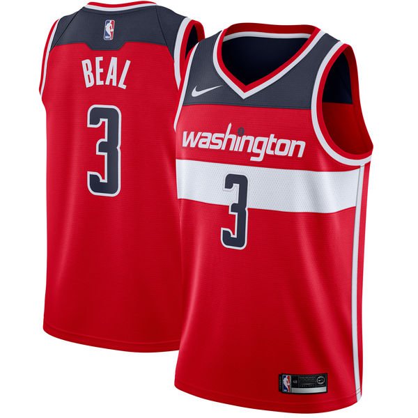 Mens WASHINGTON WIZARDS #3 BRADLEY BEAL RED SWINGMAN JERSEY