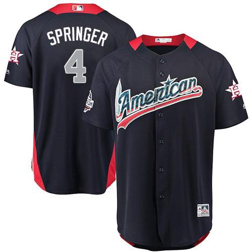 Mens Astros #4 George Springer Navy Blue 2018 All-Star Baseball Jersey