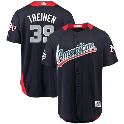 Mens Athletics #39 Blake Treinen Navy Blue 2018 All-Star Baseball Jersey