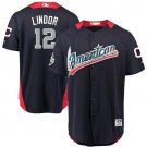 Mens Indians #12 Francisco Lindor Navy Blue 2018 All-Star  Baseball Jersey