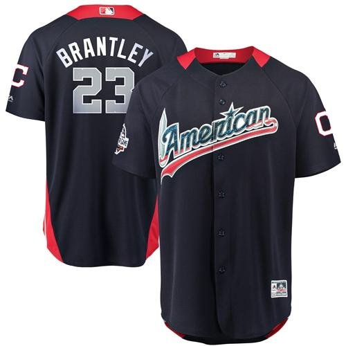 Mens Indians #23 Michael Brantley Navy Blue 2018 All-Star Baseball Jersey