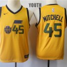 Youth/Kids Utah Jazz 45 Donovan Mitchell Basketball Yellow Jersey