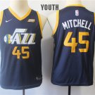 Youth/Kids Utah Jazz 45 Donovan Mitchell Basketball Navy Blue Jersey