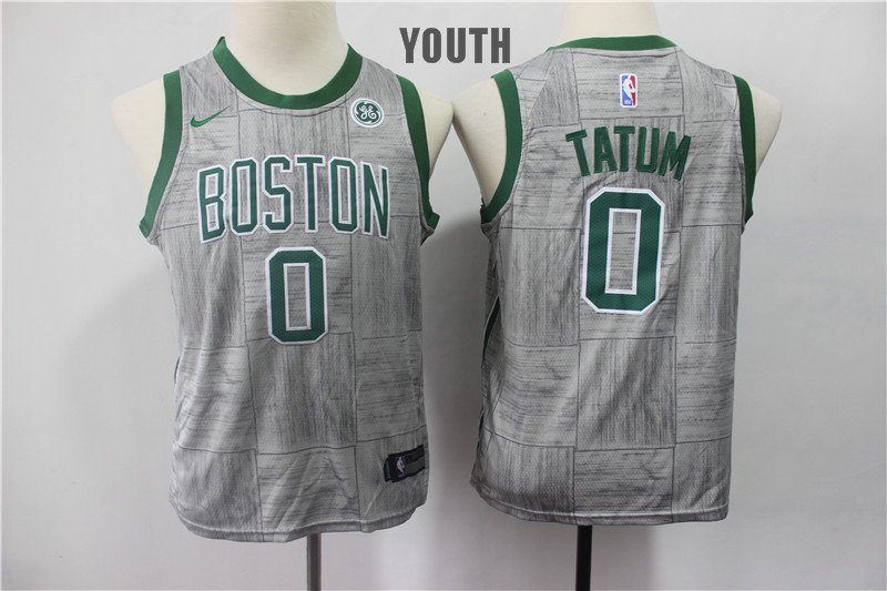 Youth/Kids Boston Celtics 0 Jayson Tatum Basketball Gray Jersey