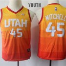Youth/Kids Utah Jazz 45 Donovan Mitchell Basketball Orange Jersey
