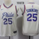 Youth/Kids Philadelphia 76ers 25 Ben Simmons Basketball CreamJersey