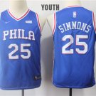 Youth/Kids Philadelphia 76ers 25 Ben Simmons Basketball Blue Jersey