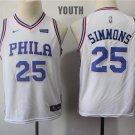 Youth/Kids Philadelphia 76ers 25 Ben Simmons Basketball White Jersey