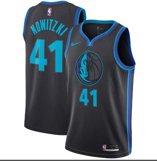 Dallas Mavericks Dirk Nowitzki #41 2018/2019 Navy City Edition Men Jersey