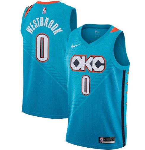Oklahoma City Thunder Westbrook #0 2018/2019 White City Edition Men Jersey