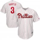 2019 Men's Philadelphia Phillies #3 Bryce Harper White(Stripe) Cool Base Baseball Jersey
